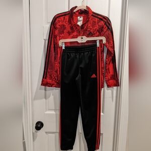 Adidas Track Suit, Camo Red Jacket with Black Pants Size 10/12